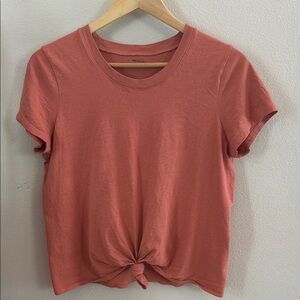Madewell Womens‎ Round Neck Short Sleeve Knot Front Tee Burnt Orange Medium
